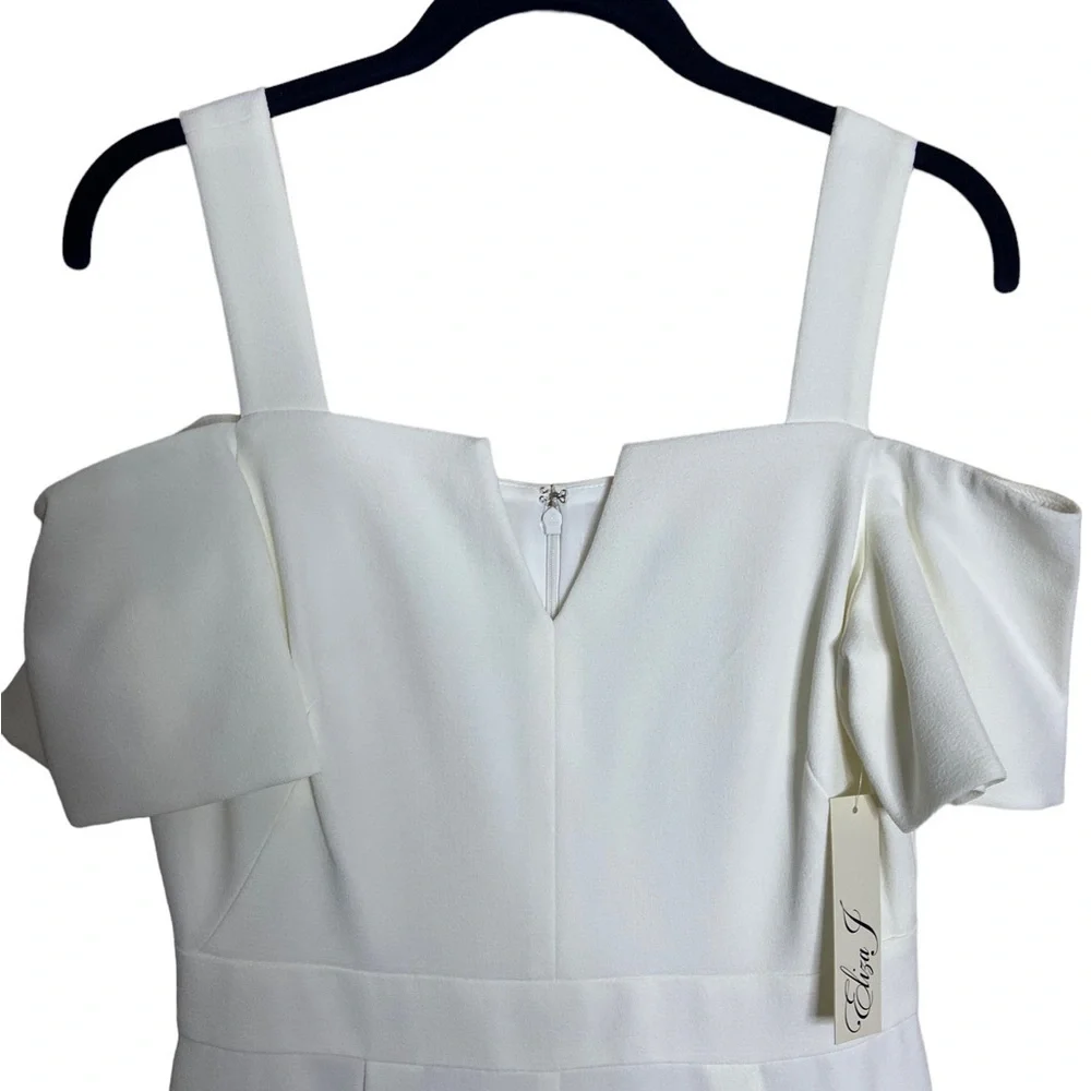 Eliza J Ivory Off the Shoulder Jumpsuit size 8 formal wedding minimalist NWT